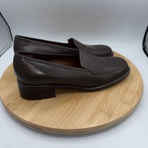 Etienne Aigner Deluxe I Brown Leather Loafers Slip On Shoes Womens Size 8M